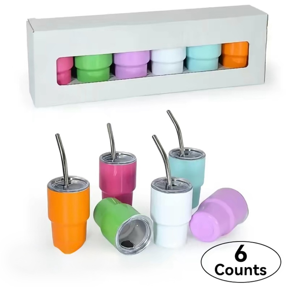 🔥 TikTok sample sale! Mini tumbler shot glasses with straw.